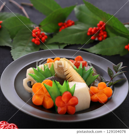 New Year's dishes, simmered dishes, and mixed dishes 129104076