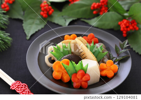 New Year's dishes, simmered dishes, and mixed dishes 129104081