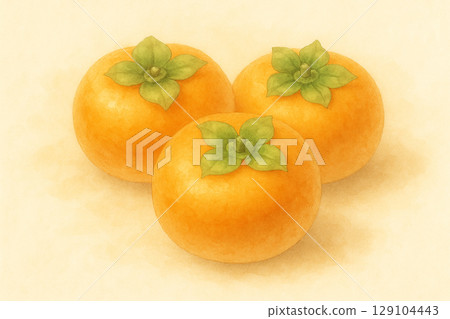 Autumn taste: Persimmon watercolor illustration (3 pieces) 129104443