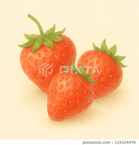 三個草莓的水彩插圖 129104476