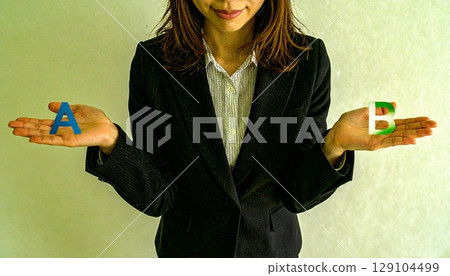 Woman presenting options 129104499