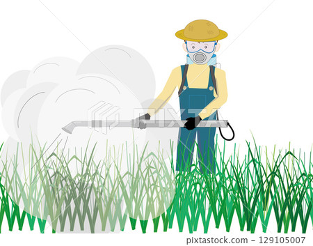 一名男子噴灑農藥的插圖 129105007