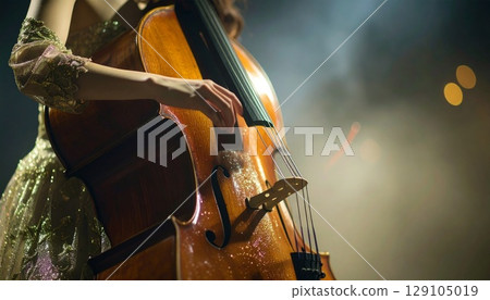 演奏低音提琴的日本女人 129105019