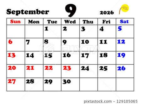 2026 Calendar September 2026 Calendar September 129105065