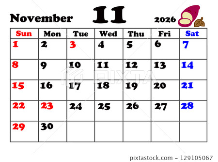 2026 Calendar November 2026 Calendar November 129105067