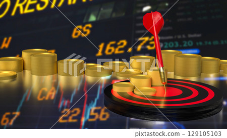 The Darts and Gold coins for Business concept 3d Rendering. 129105103