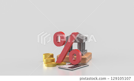The Bank Building and Gold coins for Business concept 3d rendering. The Bank Building and Gold coins for Business concept 3d rendering. 129105107