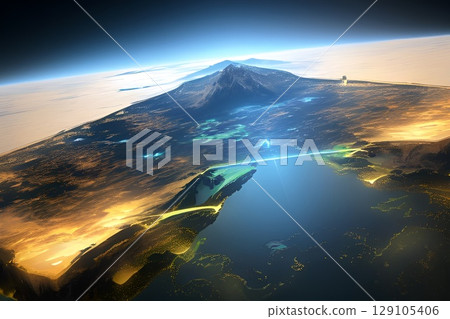 Game background: A night view of the Earth's horizon 129105406