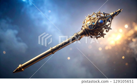 裝飾精美的魔術師魔杖 裝飾精美的魔術師魔杖 129105651