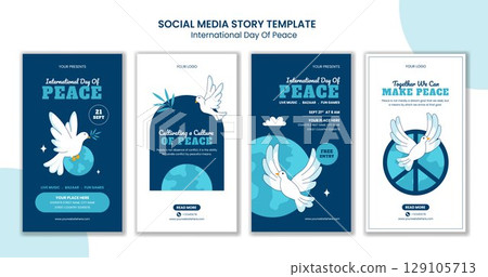 Flat Style Cartoon Template for International Peace Day Social Media Stories Campaign 129105713