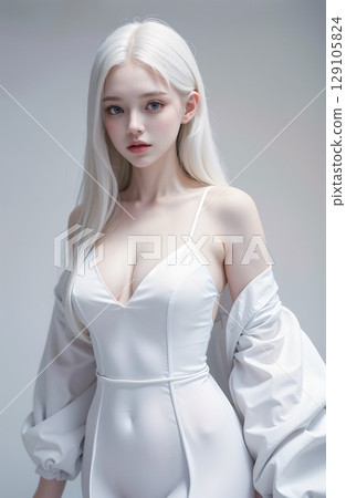 Albino beautiful girl 129105824