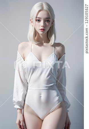 Albino beautiful girl 129105827