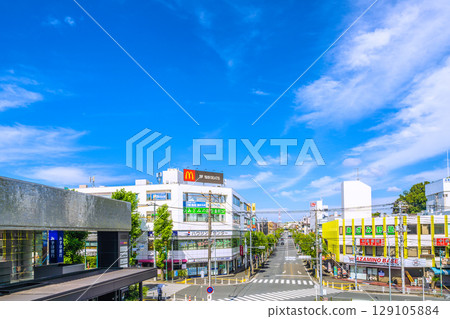 Yokohama cityscape in Japan, overlooking Azamino Station and other areas 129105884