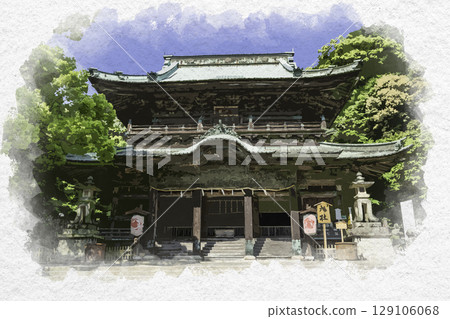 Watercolor style Konpira-san Asahisha Shrine Kotohira Town, Kagawa Prefecture Watercolor style Konpira-san Asahisha Shrine Kotohira Town, Kagawa Prefecture 129106068