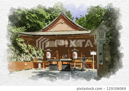 Watercolor painting of Konpira-san, Okusha, Izumo Shrine, Kotohira Town, Kagawa Prefecture Watercolor painting of Konpira-san, Okusha, Izumo Shrine, Kotohira Town, Kagawa Prefecture 129106069