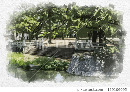 水彩畫風格的金刀比羅先生，金刀比羅神社，香川縣金刀比羅町 129106095