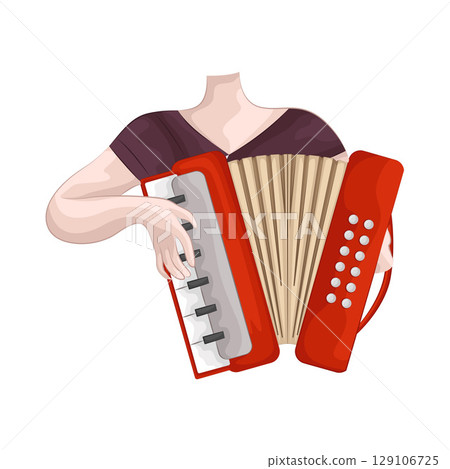 Illustration of Playing the accordion Illustration of Playing the accordion 129106725