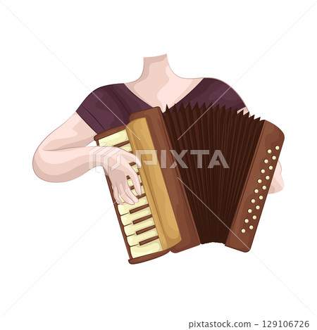 Illustration of Playing the accordion Illustration of Playing the accordion 129106726