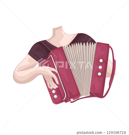 Illustration of Playing the accordion Illustration of Playing the accordion 129106728