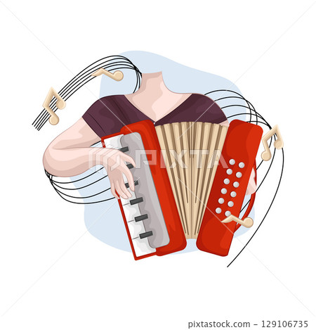 Illustration of Playing the accordion 129106735