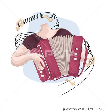 Illustration of Playing the accordion Illustration of Playing the accordion 129106738