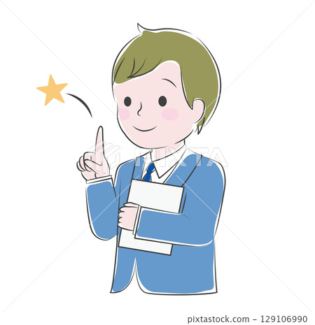 A man in a suit explaining a point A man in a suit explaining a point 129106990