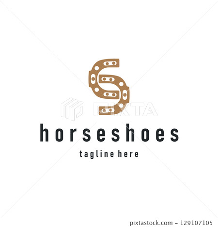 Horseshoe logo concept, illustration of a vintage retro symbol, a simple, modern Texas horseshoe concept and as a symbol of a product brand or template illustration. 129107105