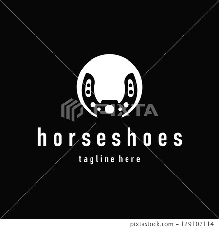 Horseshoe logo concept, illustration of a vintage retro symbol, a simple, modern Texas horseshoe concept and as a symbol of a product brand or template illustration. 129107114