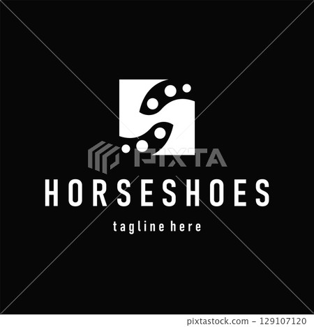 Horseshoe logo concept, illustration of a vintage retro symbol, a simple, modern Texas horseshoe concept and as a symbol of a product brand or template illustration. Horseshoe logo concept, illustration of a vintage retro symbol, a simple, modern Texas horseshoe concept and as a symbol of a product brand or template illustration. 129107120