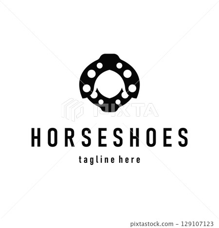 Horseshoe logo concept, illustration of a vintage retro symbol, a simple, modern Texas horseshoe concept and as a symbol of a product brand or template illustration. 129107123