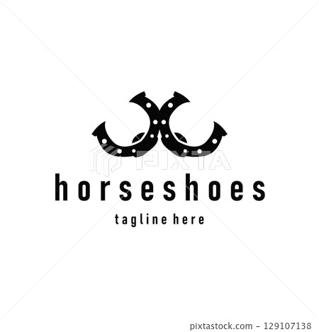 Horseshoe logo concept, illustration of a vintage retro symbol, a simple, modern Texas horseshoe concept and as a symbol of a product brand or template illustration. 129107138