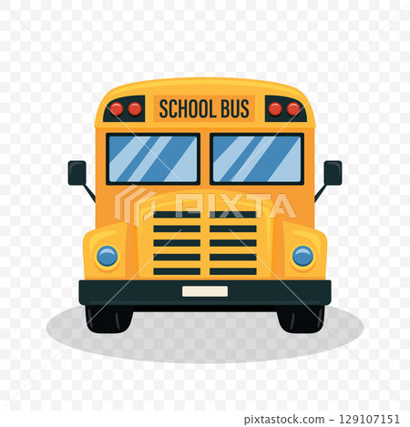 Vector Flat Cartoon Yellow School Bus Icon Isolated. Cartoon School Bus Illustration for Kids Education. Back to School, Children Transport. School Transport Clipart Vector Flat Cartoon Yellow School Bus Icon Isolated. Cartoon School Bus Illustration for Kids Education. Back to School, Children Transport. School Transport Clipart 129107151
