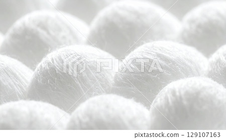 蓬鬆的圓頂狀棉纖維特寫 - 生成式人工智慧 129107163