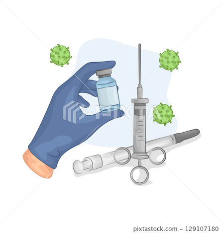 Illustration of Syringe and Vial Illustration of Syringe and Vial 129107180