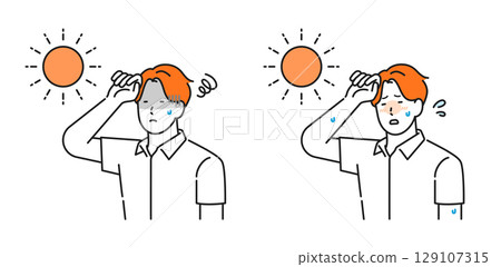 圖解素材：一名因中暑而身體不適的男子 129107315