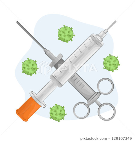 Illustration of Crossed Syringe Illustration of Crossed Syringe 129107349