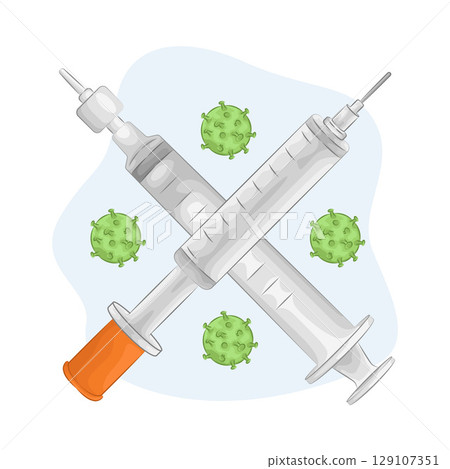 Illustration of Crossed Syringe  129107351