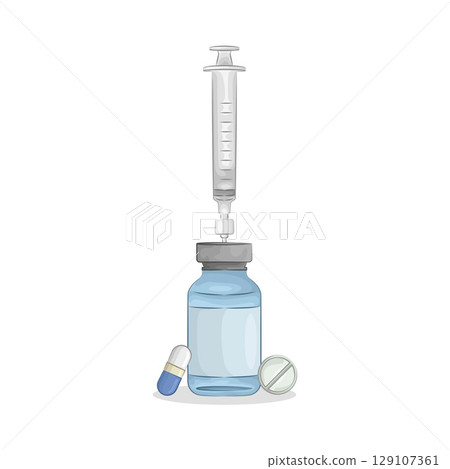 Illustration of Syringe and Vial 129107361