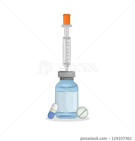 Illustration of Syringe and Vial 129107362