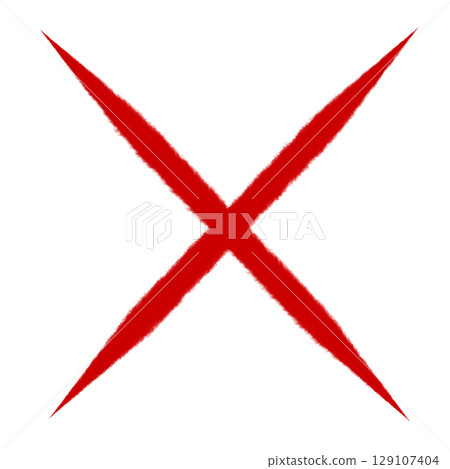 Red hand-drawn cross mark on transparent background Red hand-drawn cross mark on transparent background 129107404