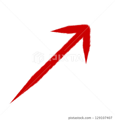 Sharp red arrow on transparent background (pointing right, hand-drawn) 129107407