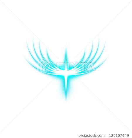 Glowing blue abstract bird wings on a transparent background Glowing blue abstract bird wings on a transparent background 129107449