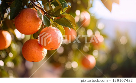 生長在樹上的葡萄柚 129107482