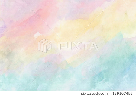 柔和的彩虹水彩背景 129107495