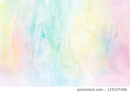柔和的彩虹水彩背景 129107496