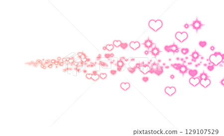 Red and pink heart sparkle light trail on transparent background Red and pink heart sparkle light trail on transparent background 129107529