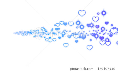Blue heart and star sparkle effect on transparent background 129107530