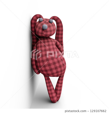 Plush Bunny Rabbit Cute, Charming and Funny Toy. 3D Illustration. File with Clipping Path. Plush Bunny Rabbit Cute, Charming and Funny Toy. 3D Illustration. File with Clipping Path. 129107662