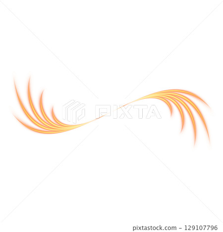 Orange curved flame energy splash effect on transparent background Orange curved flame energy splash effect on transparent background 129107796