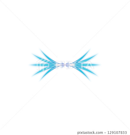 Blue symmetrical radiant energy burst effect on transparent background 129107833